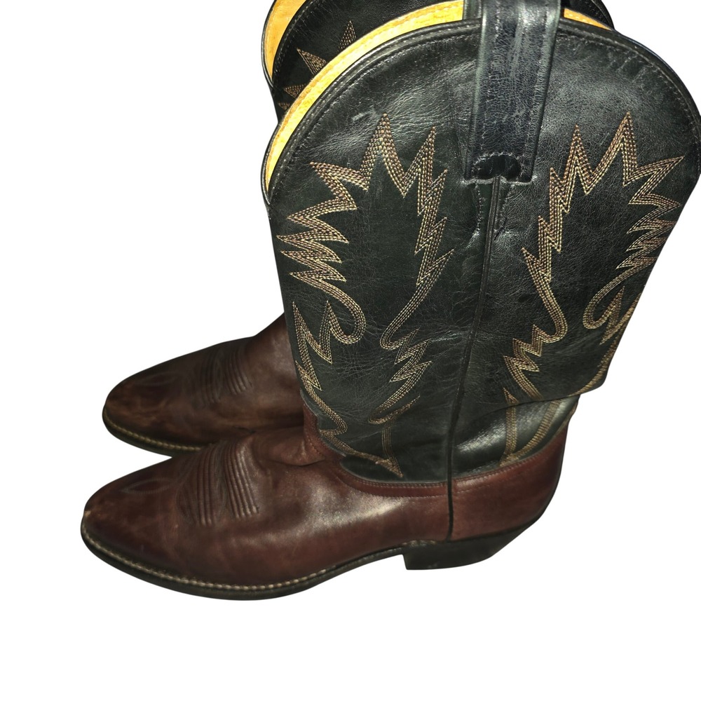 Dan Post Mens Brown Black Leather Western Cowboy Boots 9.5D 13320 Mexico